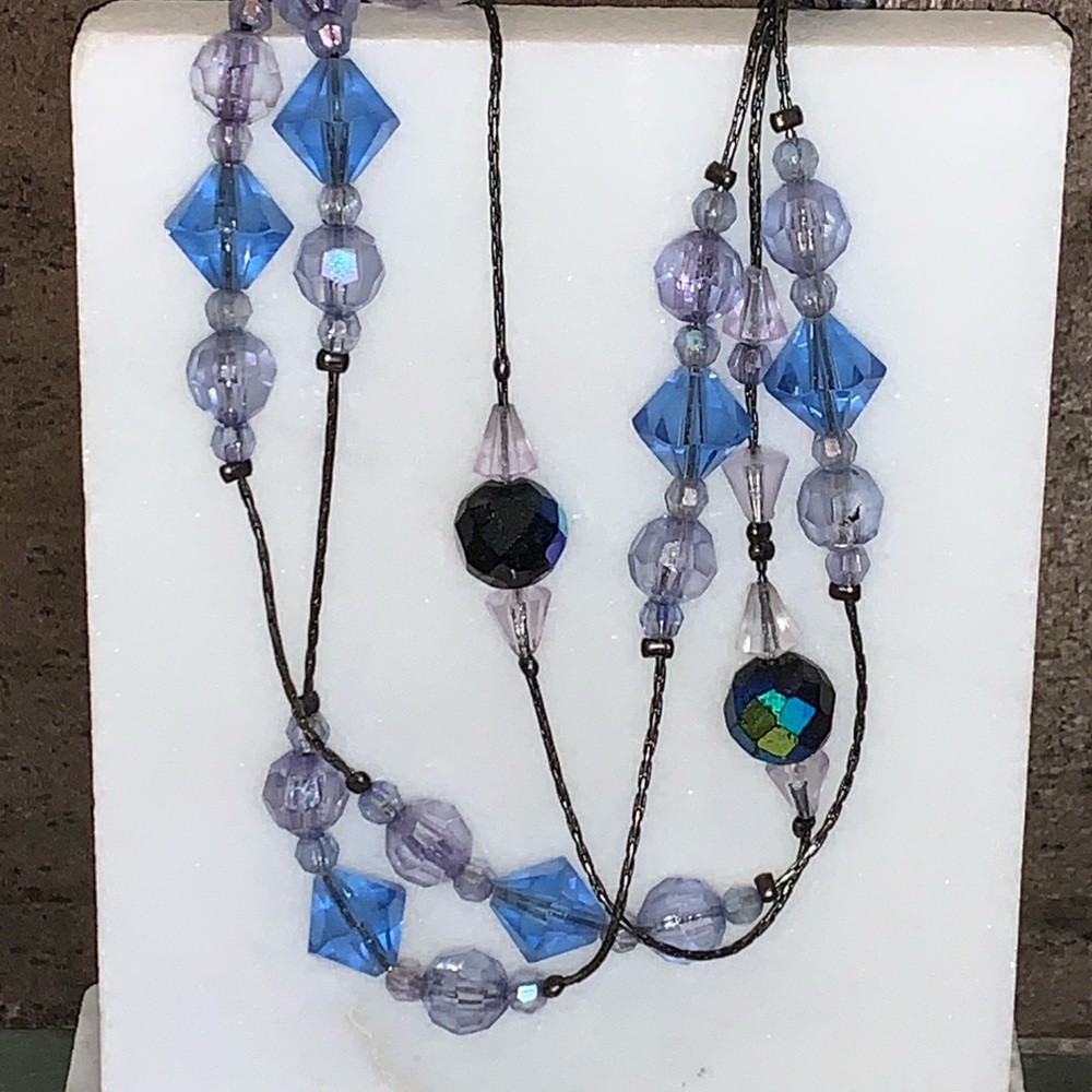 1928 Jewelry Blue Beads Necklace